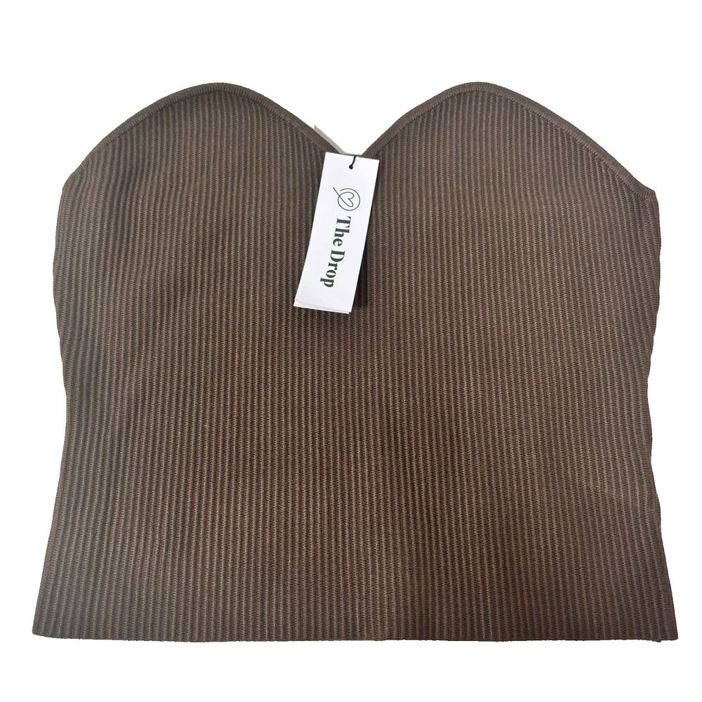 The Drop Cream Ribbed Sweetheart Neck Tube Top Size M Strapless Y2K Minimalist